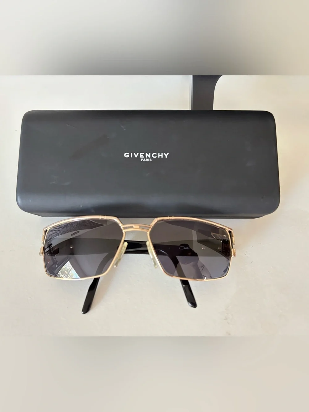 VINTAGE CAZAL Germany Mod 924 Col 302 Black Gold Rectangle Sunglasses  EUC